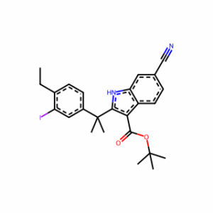 tert-butyl 6-cyano-2-(2-(4-ethyl-3-iodophenyl)propan-2-yl)-1H-indole-3-carboxylate