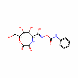 (5R,6R,7S,8R,Z)-6,7-Dihydroxy-8-(hydroxymethyl)-2,3-dioxo-N-((phenylcarbamoyl)oxy)-1,4-oxazocane-5-carbimidic acid