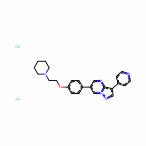 Pyrazolo[1,5-a]pyrimidine, 6-[4-[2-(1-piperidinyl)ethoxy]phenyl]-3-(4-pyridinyl)-, hydrochloride (1:2)