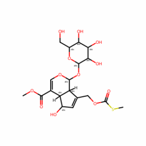 Methyl (1S,4aS,5S,7aS)-5-hydroxy-7-((((methylthio)carbonyl)oxy)methyl)-1-(((2S,3R,4S,5S,6R)-3,4,5-trihydroxy-6-(hydroxymethyl)tetrahydro-2H-pyran-2-yl)oxy)-1,4a,5,7a-tetrahydrocyclopenta[c]pyran-4-carboxylate