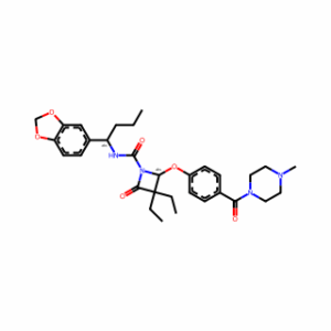 (2S)-N-[(1R)-1-(1,3-Benzodioxol-5-yl)butyl]-3,3-diethyl-2-[4-[(4-methyl-1-piperazinyl)carbonyl]phenoxy]-4-oxo-1-azetidinecarboxamide