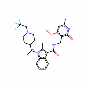 (R)-N-((4-Methoxy-6-methyl-2-oxo-1,2-dihydropyridin-3-yl)methyl)-2-methyl-1-(1-(1-(2,2,2-trifluoroethyl)piperidin-4-yl)ethyl)-1H-indole-3-carboxamide