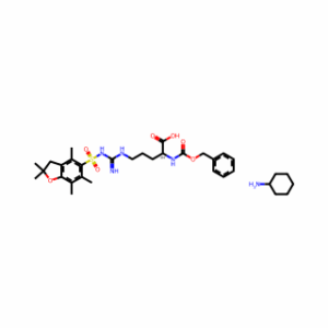L-Ornithine, N5-[[[(2,3-dihydro-2,2,4,6,7-pentamethyl-5-benzofuranyl)sulfonyl]amino]iminomethyl]-N2-[(phenylmethoxy)carbonyl]-, compd. with cyclohexanamine (1:1)