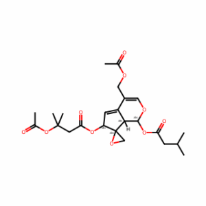(1S,6S,7R,7aS)-4-(Acetoxymethyl)-1-((3-methylbutanoyl)oxy)-6,7a-dihydro-1H-spiro[cyclopenta[c]pyran-7,2′-oxiran]-6-yl 3-acetoxy-3-methylbutanoate