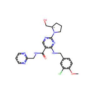 (S)-2-(2-Hydroxymethyl-1-pyrrolidinyl)-4-(3-chloro-4-methoxybenzylamino)-5-[(2-pyrimidinylmethyl)carbamoyl]pyrimidine