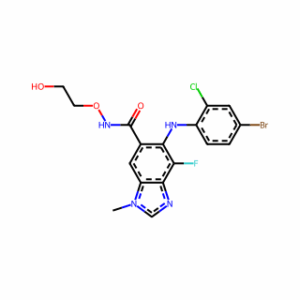 5-[(4-bromo-2-chlorophenyl)amino]-4-fluoro-N-(2-hydroxyethoxy)-1-methyl-1H-benzimidazole-6-carboxamide