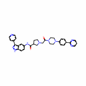 (3R)-1-[2-Oxo-2-[4-[4-(2-pyrimidinyl)phenyl]-1-piperazinyl]ethyl]-N-[3-(4-pyridinyl)-1H-indazol-5-yl]-3-pyrrolidinecarboxamide