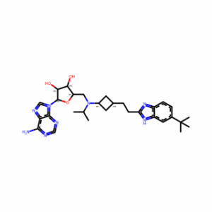 (2R,3R,4S,5R)-2-(6-Amino-9H-purin-9-yl)-5-((((lr,3S)-3-(2-(5-(tert-butyl)-lH-benzo[d]imidazol2yl)ethyl)cyclobutyl)(isopropyl)amino)methyl)tetrahydrofuran-3,4-diol