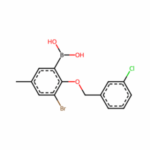 (3-Bromo-2-((3-chlorobenzyl)oxy)-5-methylphenyl)boronic acid