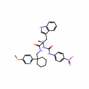 (2S)-3-(1H-indol-3-yl)-N-[[1-(5-methoxypyridin-2-yl)cyclohexyl]methyl]-2-methyl-2-[(4-nitrophenyl)carbamoylamino]propanamide