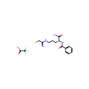 (2S)-5-(2-Chloroethanimidamido)-2-(phenylformamido)pentanamide trifluoroacetic acid salt
