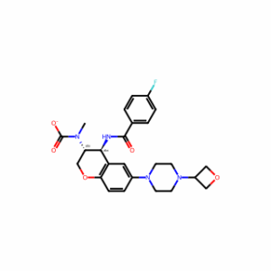 (3R,4S)-4-(4-Fluorobenzamido)-6-(4-(oxetan-3-yl)piperazin-1-yl)chroman-3-yl methylcarbamate