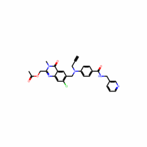 (7-Chloro-3-methyl-4-oxo-6-((prop-2-ynyl(4-(pyridin-3-ylmethylcarbamoyl)phenyl)amino)methyl)-3,4-dihydroquinazolin-2-yl)methyl acetate