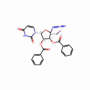 (2S,3S,4R,5R)-2-azido-5-(2,4-dioxo-3,4-dihydropyrimidin-1(2H)-yl)-2-(iodomethyl)tetrahydrofuran-3,4-diyl dibenzoate