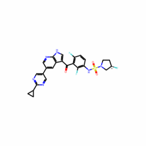 (3R)-N-[3-[[5-(2-Cyclopropyl-5-pyrimidinyl)-1H-pyrrolo[2,3-b]pyridin-3-yl]carbonyl]-2,4-difluorophenyl]-3-fluoro-1-pyrrolidinesulfonamide