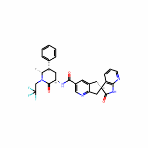 (3′S)-1′,2′,5,7-Tetrahydro-N-[(3S,5S,6R)-6-methyl-2-oxo-5-phenyl-1-(2,2,2-trifluoroethyl)-3-piperidinyl]-2′-oxospiro[6H-cyclopenta[b]pyridine-6,3′-[3H]pyrrolo[2,3-b]pyridine]-3-carboxamide