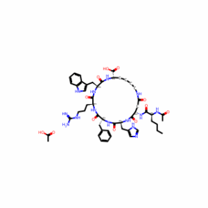 (3S,6S,9R,12S,15S,23S)-12-((1H-Imidazol-5-yl)methyl)-3-((1H-indol-3-yl)methyl)-15-((S)-2-acetamidohexanamido)-9-benzyl-6-(3-guanidinopropyl)-2,5,8,11,14,17-hexaoxo-1,4,7,10,13,18-hexaazacyclotricosane-23-carboxylic acid acetic acid