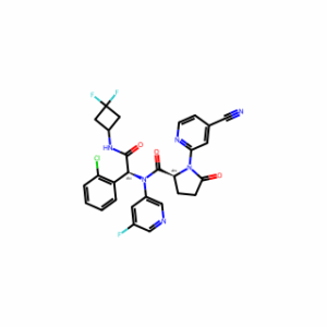 (2S)-N-{(1S)-1-(2-chlorophenyl)-2-[(3,3-difluorocyclobutyl)amino]-2-oxoethyl}-1(4-cyanopyridin-2-yl)-N-(5-fluoropyridin-3-yl)-5-oxopyrrolidine-2-carboxamide