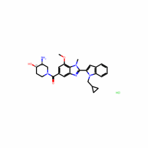 ((3S,4R)-3-Amino-4-hydroxypiperidin-1-yl)(2-(1-(cyclopropylmethyl)-1H-indol-2-yl)-7-methoxy-1-methyl-1H-benzo[d]imidazol-5-yl)methanone hydrochloride