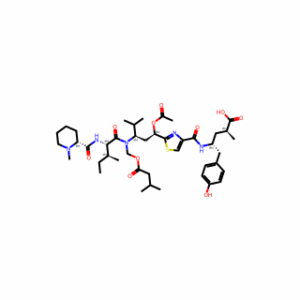 (2S,4R)-4-(2-((1R,3R)-1-Acetoxy-4-methyl-3-((2S,3S)-3-methyl-N-(((3-methylbutanoyl)oxy)methyl)-2-((R)-1-methylpiperidine-2-carboxamido)pentanamido)pentyl)thiazole-4-carboxamido)-5-(4-hydroxyphenyl)-2-methylpentanoic acid