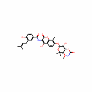 (3R,4S,5R,6R)-5-Hydroxy-6-((4-hydroxy-3-(4-hydroxy-3-(3-methylbut-2-en-1-yl)benzamido)-8-methyl-2-oxo-2H-chromen-7-yl)oxy)-3-methoxy-2,2-dimethyltetrahydro-2H-pyran-4-yl carbamate