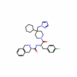 (3R)-N-[(1R)-1-[(4-Chlorophenyl)methyl]-2-[4-cyclohexyl-4-(1H-1,2,4-triazol-1-ylmethyl)-1-piperidinyl]-2-oxoethyl]-1,2,3,4-tetrahydro-3-isoquinolinecarboxamide