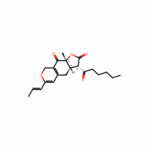 (3S,3aR,9aR)-3-Hexanoyl-9a-methyl-6-((E)-prop-1-en-1-yl)-3a,4,8,9a-tetrahydro-2H-furo[3,2-g]isochromene-2,9(3H)-dione