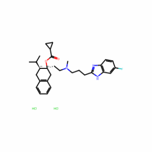 (1S,2S)-2-[2-[[3-(1H-BENZIMIDAZOL-2-YL)PROPYL]METHYLAMINO]ETHYL]-6-FLUORO-1,2,3,4-TETRAHYDRO-1-(1-METHYLETHYL)-2-NAPHTHALENYL CYCLOPROPANECARBOXYLATE DIHYDROCHLORIDE