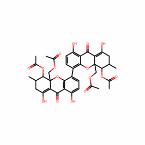 (4R,5S,5′S,6S,6′S,10aS,10′aS)-5,5′-Bis(acetyloxy)-10a,10′a-bis[(acetyloxy)methyl]-5,5′,6,6′,7,7′,10a,10′a-octahydro-1,1′,8,8′-tetrahydroxy-6,6′-dimethyl[4,4′-bi-9H-xanthene]-9,9′-dione