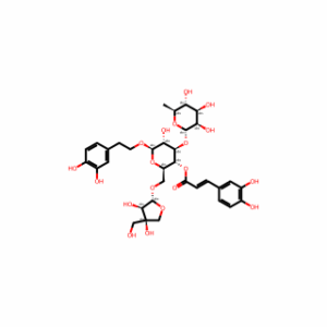 (2R,3R,4R,5R,6R)-2-((((2R,3R,4R)-3,4-Dihydroxy-4-(hydroxymethyl)tetrahydrofuran-2-yl)oxy)methyl)-6-(3,4-dihydroxyphenethoxy)-5-hydroxy-4-(((2S,3R,4R,5R,6S)-3,4,5-trihydroxy-6-methyltetrahydro-2H-pyran-2-yl)oxy)tetrahydro-2H-pyran-3-yl (E)-3-(3,4-dihydroxy