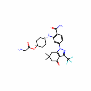 trans-4-([2-(Aminocarbonyl)-5-[6,6-dimethyl-4-oxo-3-(trifluoromethyl)-4,5,6,7-tetrahydro-1H-indazol-1-yl] phenyl]amino)cyclohexyl glycinate