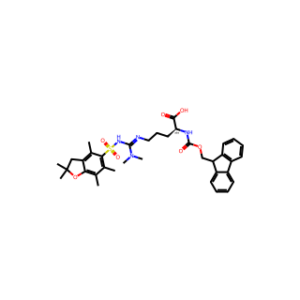 (S)-2-((((9H-Fluoren-9-yl)methoxy)carbonyl)amino)-5-(((dimethylamino)((2,2,4,6,7-pentamethyl-2,3-dihydrobenzofuran)-5-sulfonamido)methylene)amino)pentanoic acid