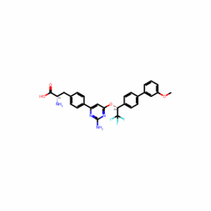 (S)-2-Amino-3-(4-(2-amino-6-((R)-2,2,2-trifluoro-1-(3′-methoxy-[1,1′-biphenyl]-4-yl)ethoxy)pyrimidin-4-yl)phenyl)propanoic acid