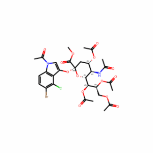(1S,2S)-1-((2R,3R,4S,6S)-3-acetamido-4-acetoxy-6-((1-acetyl-5-bromo-4-chloro-1H-indol-3-yl)oxy)-6-(methoxycarbonyl)tetrahydro-2H-pyran-2-yl)propane-1,2,3-triyl triacetate