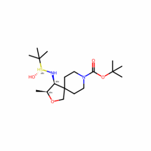 tert-Butyl (3S,4S)-4-(((R)-tert-butylsulfinyl)amino)-3-methyl-2-oxa-8-azaspiro[4.5]decane-8-carboxylate