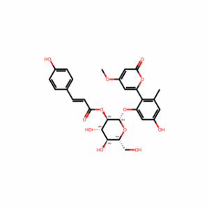(2S,3R,4S,5S,6R)-4,5-Dihydroxy-2-(5-hydroxy-2-(4-methoxy-2-oxo-2H-pyran-6-yl)-3-methylphenoxy)-6-(hydroxymethyl)tetrahydro-2H-pyran-3-yl (E)-3-(4-hydroxyphenyl)acrylate