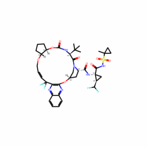 (1R,2R)-N-[[[(1R,2R)-2-[[4,4-difluoro-4-(3-hydroxy-2-quinoxalinyl)-2-buten-1-yl]oxy]cyclopentyl]oxy]carbonyl]-3-methyl-L-valyl-(4R)-4-hydroxy-L-prolyl-1-amino-2-(difluoromethyl)-N-[(1-methylcyclopropyl)sulfonyl]-cyclopropanecarboxamide cyclic (1→2)-ether