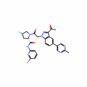(2S,​4R)​-​1-​{[3-​acetyl-​5-​(2-​methylpyrimidin-​5-​yl)​-​1H-​indazol-​1-​yl]​acetyl}​-​N-​(6-​bromopyridin-​2-​yl)​-​4-​fluoropyrrolidine-​2-​carboxamide