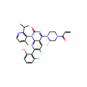 (1R)-6-fluoro-7-(2-fluoro-6-hydroxyphenyl)-1-[4-methyl-2-(1-methylethyl)-3-pyridinyl]-4-[(2S)-2-methyl-4-(1-oxo-2-propen-1-yl)-1-piperazinyl]-pyrido[2,3-d]pyrimidin-2(1H)-one