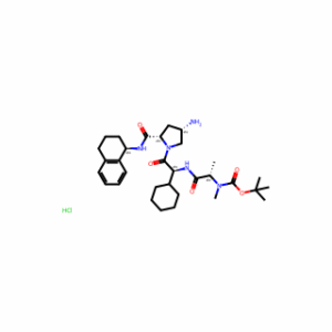 tert-butyl N-[(1S)-1-{[(1S)-2-[(2S,4S)-4-amino-2-{[(1R)-1,2,3,4-tetrahydronaphthalen-1-yl]carbamoyl}pyrrolidin-1-yl]-1-cyclohexyl-2-oxoethyl]carbamoyl}ethyl]-N-methylcarbamate hydrochloride