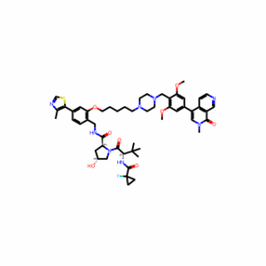 (2S,4R)-N-[(2-{[5-(4-{[2,6-dimethoxy-4-(2-methyl-1-oxo-1,2-dihydro-2,7-naphthyridin-4-yl)phenyl]methyl}piperazin-1-yl)pentyl]oxy}-4-(4-methyl-1,3-thiazol-5-yl)phenyl)methyl]-1-[(2S)-2-[(1-fluorocyclopropyl)formamido]-3,3-dimethylbutanoyl]-4-hydroxypyrroli
