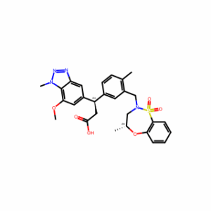 (R)-3-(7-Methoxy-1-methyl-1H-benzo[d][1,2,3]triazol-5-yl)-3-(4-methyl-3-(((R)-4-methyl-1,1-dioxido-3,4-dihydro-2H-benzo[b][1,4,5]oxathiazepin-2-yl)methyl)phenyl)propanoic acid