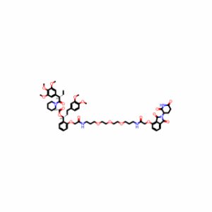 (1R)-3-(3,4-dimethoxyphenyl)-1-[2-({[3-(2-{2-[3-(2-{[2-(2,6-dioxopiperidin-3-yl)-1,3-dioxo-2,3-dihydro-1H-isoindol-4-yl]oxy}acetamido)propoxy]ethoxy}ethoxy)propyl]carbamoyl}methoxy)phenyl]propyl (2S)-1-[(2S)-2-(3,4,5-trimethoxyphenyl)butanoyl]piperidine-2