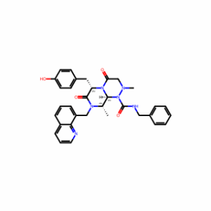 (6S,9S,9aS)-N-Benzyl-6-(4-hydroxybenzyl)-2,9-dimethyl-4,7-dioxo-8-(quinolin-8-ylmethyl)hexahydro-2H-pyrazino[2,1-c][1,2,4]triazine-1(6H)-carboxamide