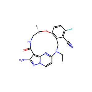 (S)-12-Amino-2-ethyl-45-fluoro-6-methyl-9-oxo-5-oxa-2,8-diaza-1(5,3)-pyrazolo[1,5-a]pyrimidina-4(1,2)-benzenacyclononaphane-46-carbonitrile