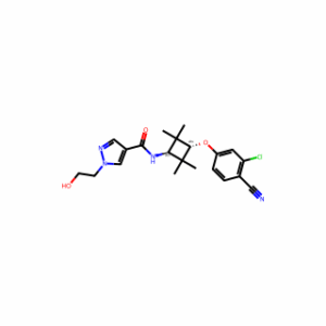 Trans-N-(3-(3-chloro-4-cyanophenoxy)-2,2,4,4-tetramethylcyclobutyl)-1-(2-hydroxyethyl)-1H-pyrazole-4-carboxamide