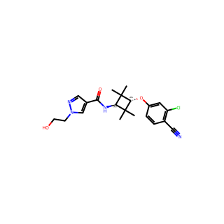 Trans-N-(3-(3-chloro-4-cyanophenoxy)-2,2,4,4-tetramethylcyclobutyl)-1-(2-hydroxyethyl)-1H-pyrazole-4-carboxamide