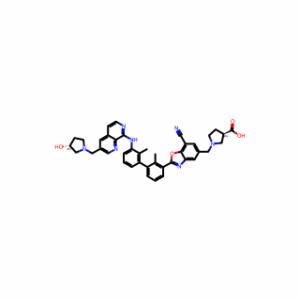 (3R)-1-[[7-Cyano-2-[3′-[[3-[[(3R)-3-hydroxy-1-pyrrolidinyl]methyl]-1,7-naphthyridin-8-yl]amino]-2,2′-dimethyl[1,1′-biphenyl]-3-yl]-5-benzoxazolyl]methyl]-3-pyrrolidinecarboxylic acid