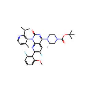 Tert-butyl (3S)-4-(6-fluoro-7-(2-fluoro-6-methoxyphenyl)-1-(2-isopropyl-4-methylpyridin-3-yl)-2-oxo-1,2-dihydropyrido[2,3-d]pyrimidin-4-yl)-3-methylpiperazine-1-carboxylate