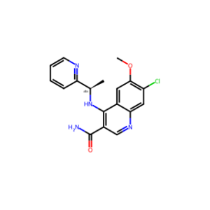 (R)-7-chloro-6-methoxy-4-((1-(pyridin-2-yl)ethyl)amino)quinoline-3-carboxamide